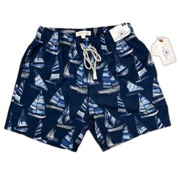 Vintage Summer Other - Men’s Swimwear Vintage Summer Brand 4 Way Stretch Size Small Blue Gray Sailboats